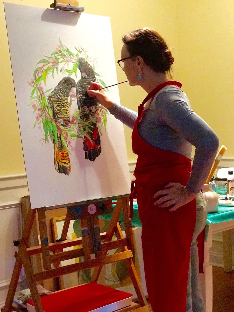 Photograph of Donna painting.